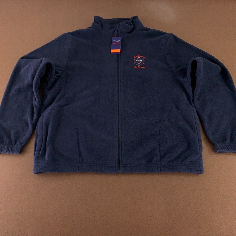 French Toast Men's XL Navy DeSoto School Embroidered Micro Fleece Jacket NWT